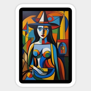 Cubist Witch Sticker